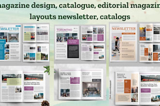 do magazine design, catalogue, editorial magazine layouts newsletter, catalogs