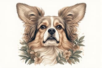 create custom pet portrait illustration