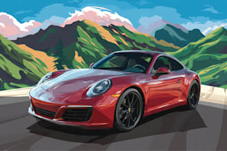make amazing vector car portrait form your car