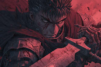 draw custom dark berserk style art in high quality