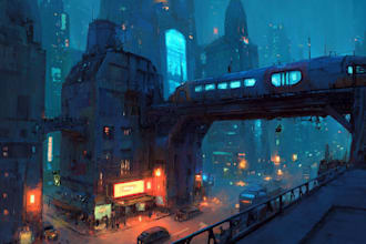 make unique cyberpunk city environment art