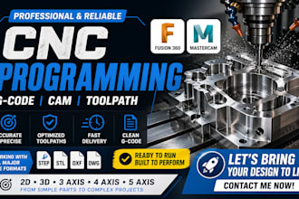 do cnc programming, g code, and toolpath using fusion 360 and mastercam cnc tool