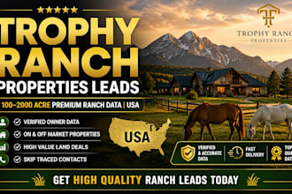 provide trophy ranch properties leads with verified owner data