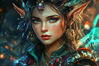 draw fantasy anime portrait with rich colors