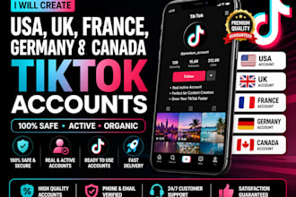 create a uk, usa, france and german, canadian tiktok account