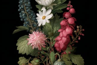 flowers, leaves, fruits, plants