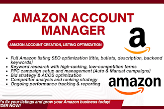 manage amazon seller central, SEO listing optimization ppc campaign management