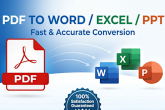 convert PDF to word, excel, powerpoint, google docs, data entry, VA