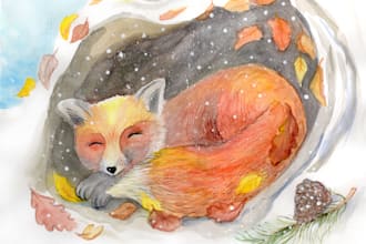 cute watercolor animal illustration