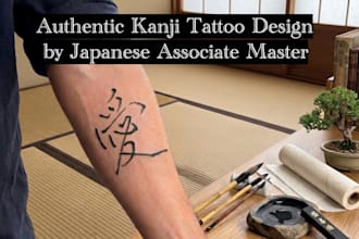 create a soulful japanese kanji tattoo design based on your life story