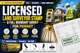 prepare a licensed land surveyor stamped survey for permit and property a