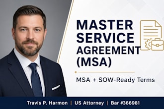draft or review your master service agreement msa as a US attorney
