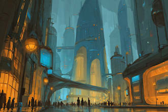 design a illustration of futuristic cyberpunk city