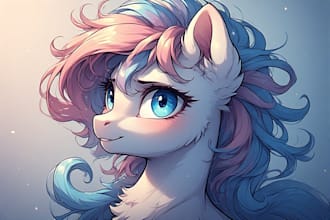 draw cute pony character girl in cartoon style