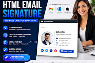 clickable HTML email signature business card for gmail, outlook signature, apple
