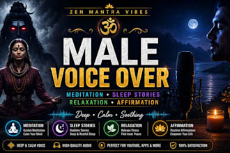 record male vocals for meditation, sleep story, relaxation and affirmations