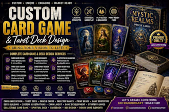 do custom card game, tarot deck, oracle cards and board game design from scratch