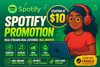 increase your spotify monthly listeners SEO and increase followers, streams