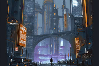 drawing a futuristic cyberpunk city for you