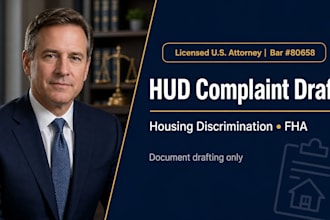 prepare a professional hud complaint for housing discrimination by a US attorney