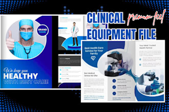 design product catalog, technical data sheet, clinical equipment for medical use