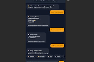 build ai chatbot for coffee shop management and automation