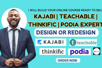 upload, setup kajabi online course, teachable thinkific kajabi website podia ppt