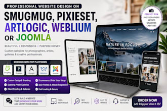 design a professional website on smugmug pixieset artlogic weblium or joomla