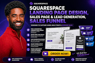 do squarespace landing page design, sales page and lead generation, sales funnel