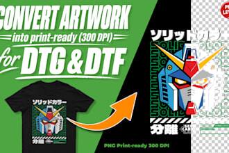remove background and convert artwork to print ready png for dtf dtg printing