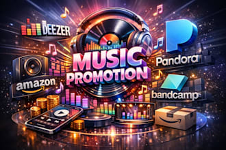 do deezer music promotion,amazon pandora streams and bandcamp promotion mixcloud