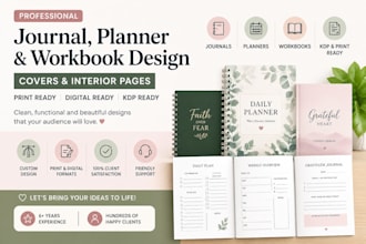 design printable digital custom daily planners kdp prayer self help journals