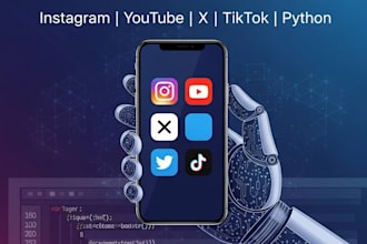 build python bot, instagram api bot, tiktok bot, twitter x bot, youtube bot