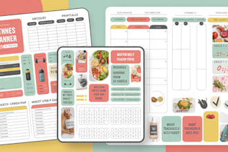 build fitness planner, workout log, meal prep, daily goals, tacker sheet