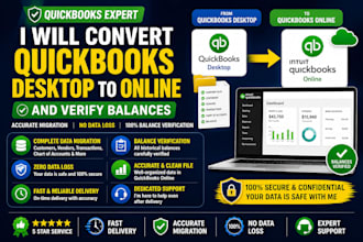 convert quickbooks destops to online and verify all historical balances