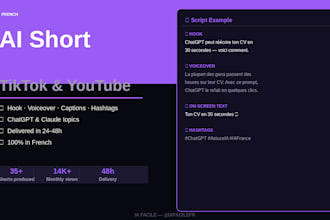 write french ai short scripts for tiktok and youtube