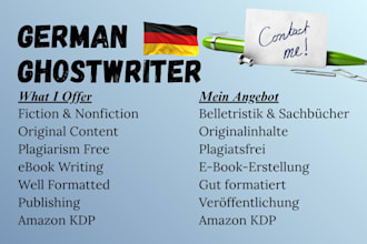 be your german ghostwriter for fiction and nonfiction ebook writing