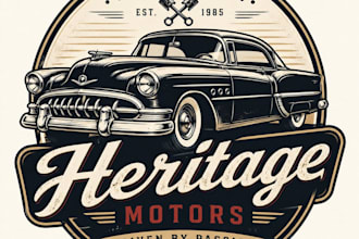 do unique vintage car logo, classic, retro or any vehicle