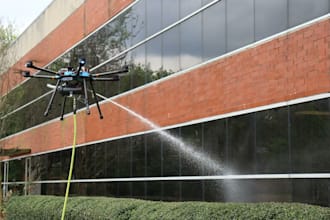 do drone cleaning website roof, window facade cleaning ads pressure washing site