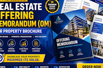 design a real estate offering memorandum om or property brochure