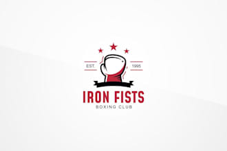 design a modern boxing icon logo for sports, gym and fight brand