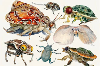 hand painted realistic watercolor animals illustration