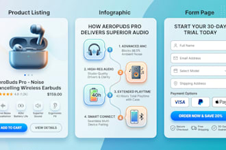 design a plus amazon esty product image listing, infographic design, form page