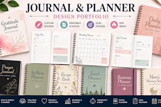 design etsy amazon kdp planners and journals covers pages for printable journal