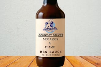 do packaging and product label design for sauce and bottle