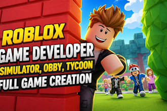 roblox game development, create a complete roblox game, simulator, obby, tycoon
