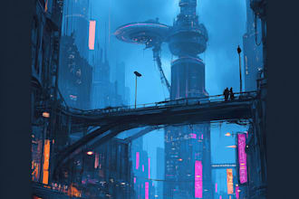 create an cyberpunk sci fi futuristic city