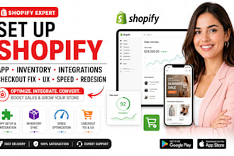 set up shopify app inventory integrations checkout fix UX speed shopify redesign