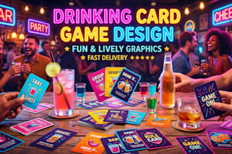 design a custom drinking card game or party deck with print ready cards