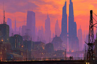design a illustration of futuristic cyberpunk city